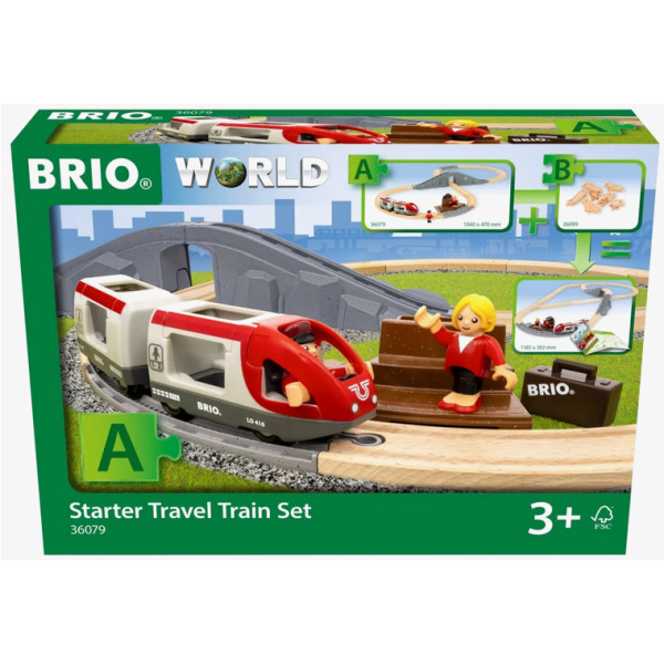 DREWNIANA KOLEJKA zestaw startowy z pociągiem 22 el. World Brio 3+