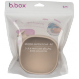Beżowa silikonowa miseczka z przykrywką i  przyssawką Latte B.Box