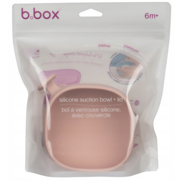 Różowa silikonowa miseczka z przykrywką i przyssawką Blush B.Box