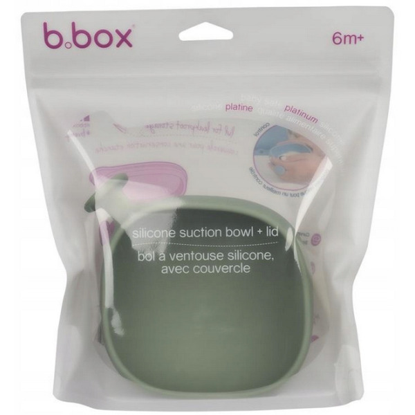 Szałwiowa silikonowa miseczka z przykrywką i przyssawką Sage B.Box