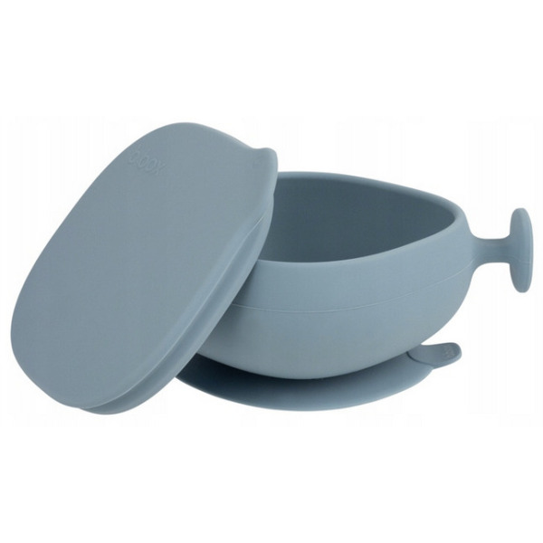Niebieska silikonowa miseczka z przykrywką i przyssawką Ocean B.Box