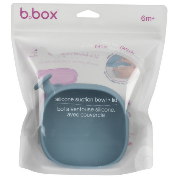 Niebieska silikonowa miseczka z przykrywką i przyssawką Ocean B.Box