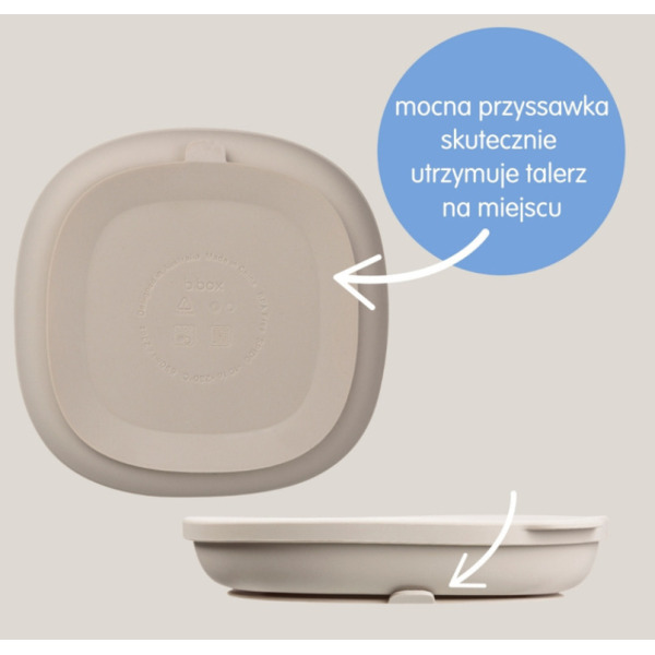 Beżowy silikonowy talerzyk z przykrywką i przyssawką Latte B.Box