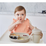 Beżowy silikonowy talerzyk z przykrywką i przyssawką Latte B.Box