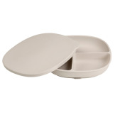 Beżowy silikonowy talerzyk z przykrywką i przyssawką Latte B.Box