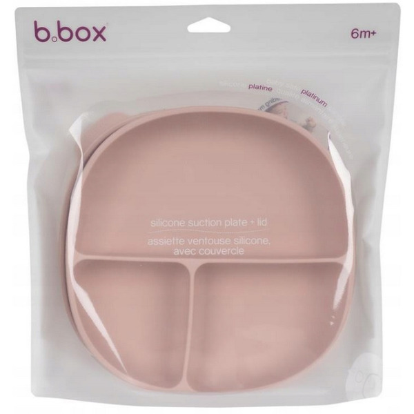 Różowy silikonowy talerzyk z przykrywką i przyssawką Blush B.Box