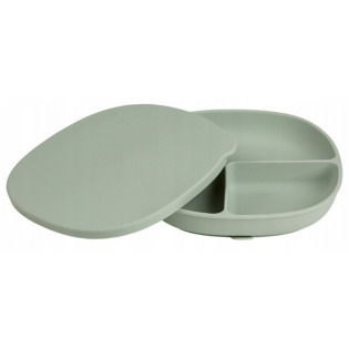 Szałwiowy silikonowy talerzyk z przykrywką i przyssawką Sage B.Box