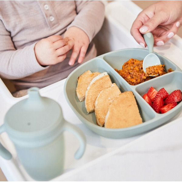 Szałwiowy silikonowy talerzyk z przykrywką i przyssawką Sage B.Box