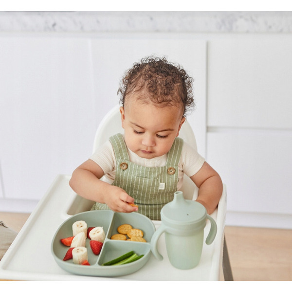 Szałwiowy silikonowy talerzyk z przykrywką i przyssawką Sage B.Box