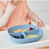 Niebieski silikonowy talerzyk z przykrywką i przyssawką Ocean B.Box