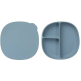 Niebieski silikonowy talerzyk z przykrywką i przyssawką Ocean B.Box