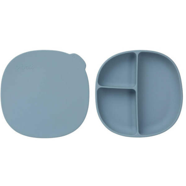 Niebieski silikonowy talerzyk z przykrywką i przyssawką Ocean B.Box