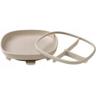 Beżowy talerzyk z przyssawką i przegródką 2w1 Latte B.Box