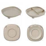 Beżowy talerzyk z przyssawką i przegródką 2w1 Latte B.Box