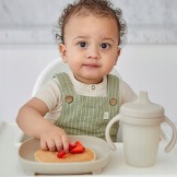 Beżowy talerzyk z przyssawką i przegródką 2w1 Latte B.Box