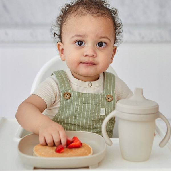 Beżowy talerzyk z przyssawką i przegródką 2w1 Latte B.Box