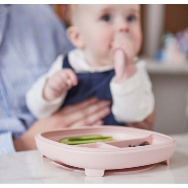 Różowy talerzyk z przyssawką i przegródką 2w1 Blush B.Box