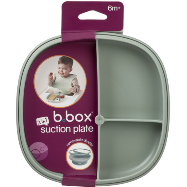 Szałwiowy talerzyk z przyssawką i przegródką 2w1 Sage B.Box