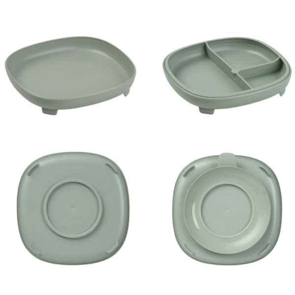 Szałwiowy talerzyk z przyssawką i przegródką 2w1 Sage B.Box