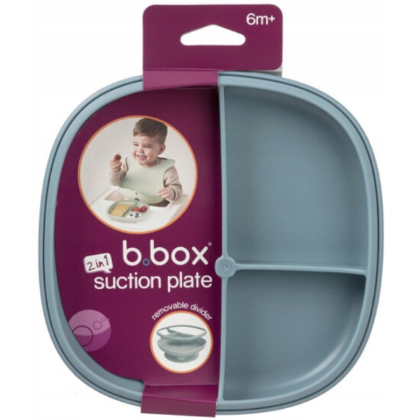 Niebieski talerzyk z przyssawką i przegródką 2w1 Ocean B.Box