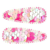 SYRENIE ŁUSKI różowe spinki do włosów z cekinami 2 szt. Bowi Souza 3+