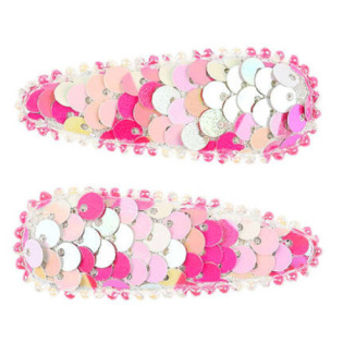 SYRENIE ŁUSKI różowe spinki do włosów z cekinami 2 szt. Bowi Souza 3+