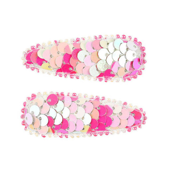 SYRENIE ŁUSKI różowe spinki do włosów z cekinami 2 szt. Bowi Souza 3+