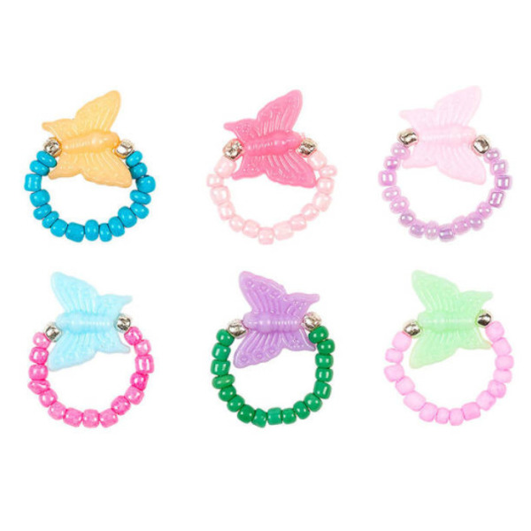 MOTYLKI pierścionki z koralików dla przyjaciółek BFF zestaw 6 szt. Dana Souza 3+