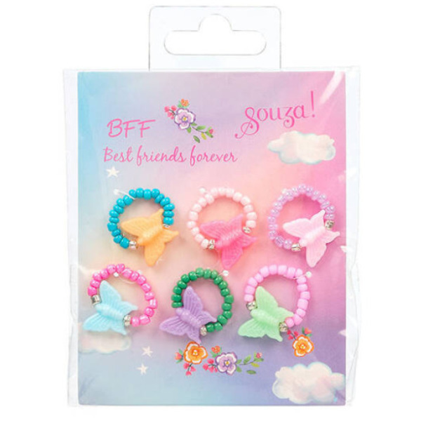 MOTYLKI pierścionki z koralików dla przyjaciółek BFF zestaw 6 szt. Dana Souza 3+