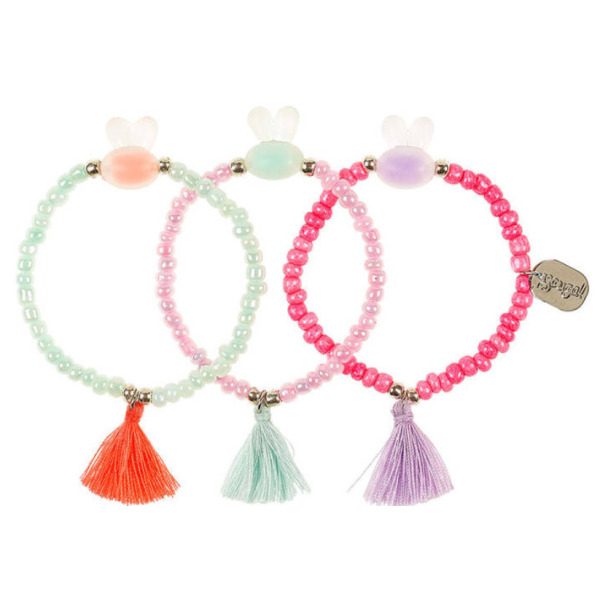 Bransoletki z chwostem jasnozielona - jasnoróżowa - różowa 3 szt. Izabel Souza 3+