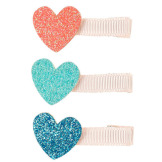 KOLOROWE SERDUSZKA brokatowe spinki do włosów 3 szt. Bracha Souza 4+
