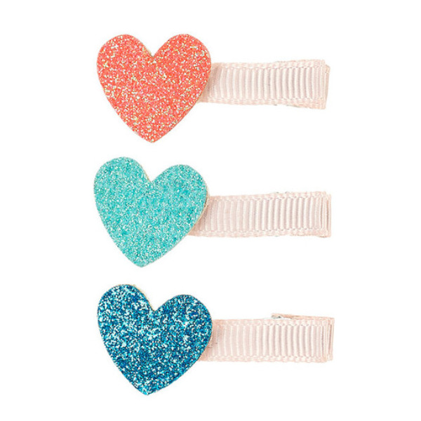 KOLOROWE SERDUSZKA brokatowe spinki do włosów 3 szt. Bracha Souza 4+