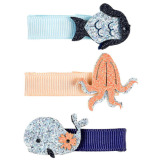 BROKATOWE ZWIERZĄTKA MORSKIE spinki do włosów 3 szt. Rifka Souza 3+