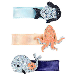 BROKATOWE ZWIERZĄTKA MORSKIE spinki do włosów 3 szt. Rifka Souza 3+