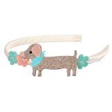 OPASKA DO WŁOSÓW z brokatowymi kwiatkami i jamnikiem Puck Souza 3+