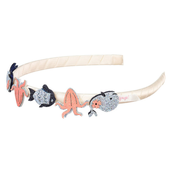 OPASKA DO WŁOSÓW z brokatowymi zwierzątkami morskimi Pemme Souza 3+