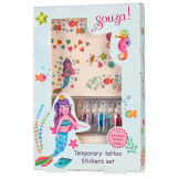 SYRENKA brokatowe tatuaże z kryształkami zestaw kreatywny 5 el. Souza 6+