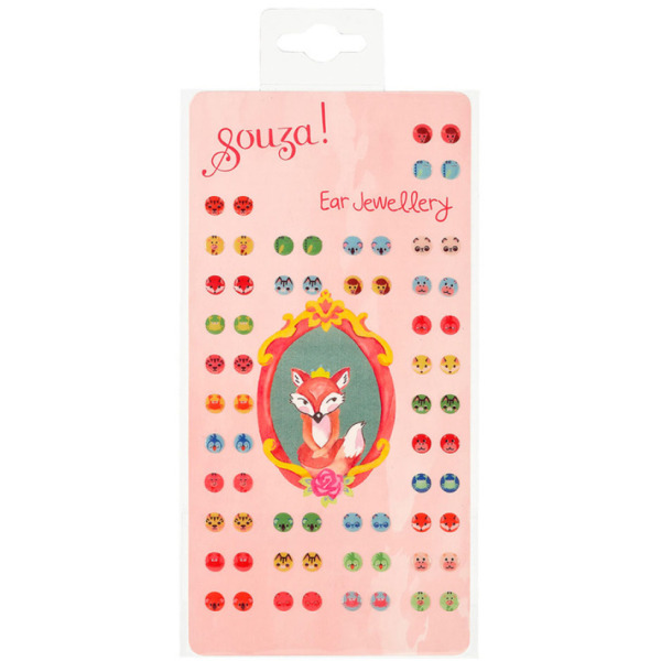 ZWIERZĄTKA kolczyki samoprzylepne duży zestaw 33 pary Souza 4+