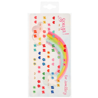 KWIATKI I SERCA kolczyki samoprzylepne duży zestaw 35 par Souza 4+