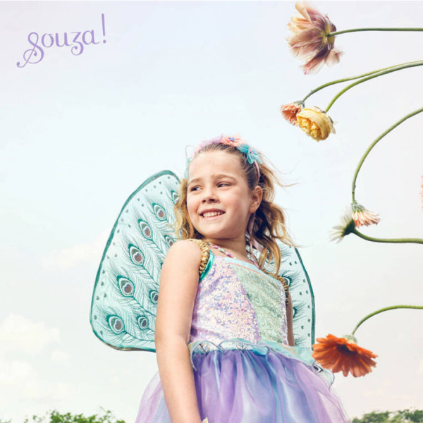 WRÓŻKA TAMARA Kostium sukienka i skrzydła w pawie pióra 5-7 Souza