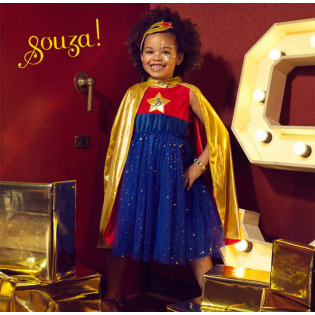 SUPERBOHATERKA Kostium sukienka z peleryną 3-4 lata Souza