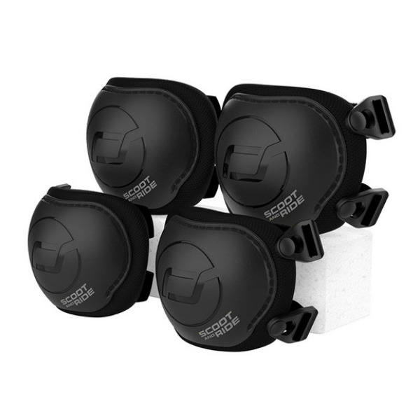 OCHRANIACZE DLA DZIECI na łokcie i kolana - zestaw 4 sztuk czarne BLACK rozmiar XXS Scoot and Ride