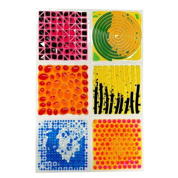 ŚCIEŻKA SENSORYCZNA fakturowe płytki z cieczą 30x30 cm zestaw 6 el. Tullo 3+