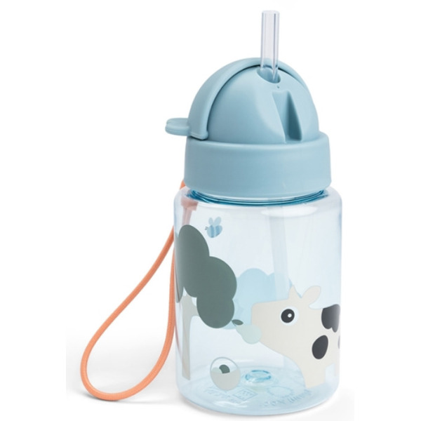 Mały bidon ze słomką 280 ml Tiny Farm Blue Done By Deer