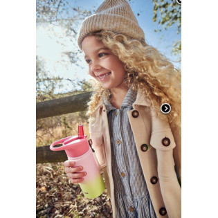 BUTELKA termiczna z ustnikiem ze słomka wymienną 450 ml Ombre Pink Wander Skip Hop