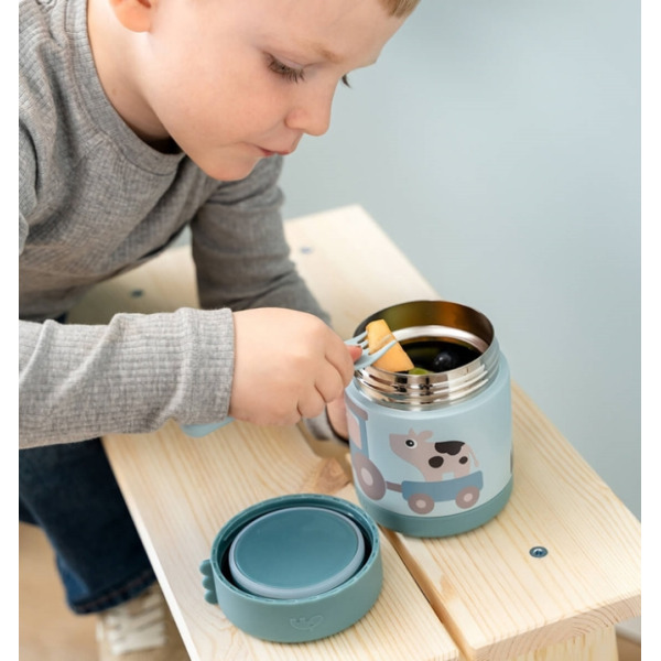 Niebieski termos obiadowy na jedzenie 300 ml Tiny Farm Blue Done By Deer