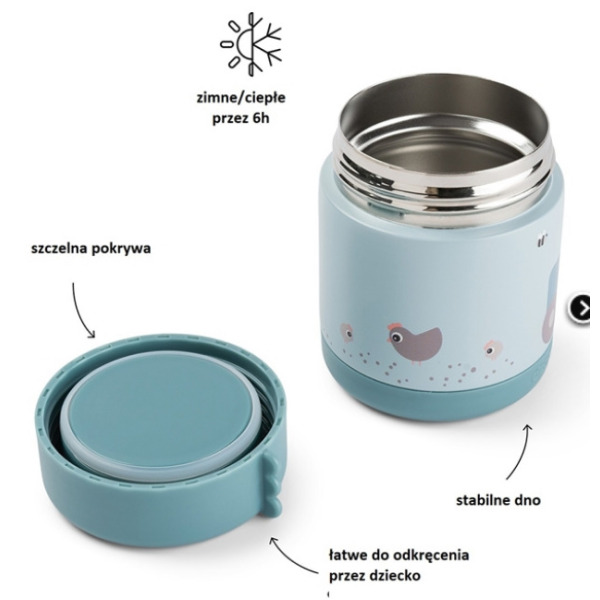 Niebieski termos obiadowy na jedzenie 300 ml Tiny Farm Blue Done By Deer