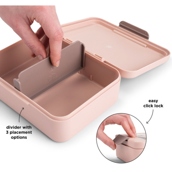 Różowa śniadaniówka z przegródkami Tiny Farm Powder Done By Deer