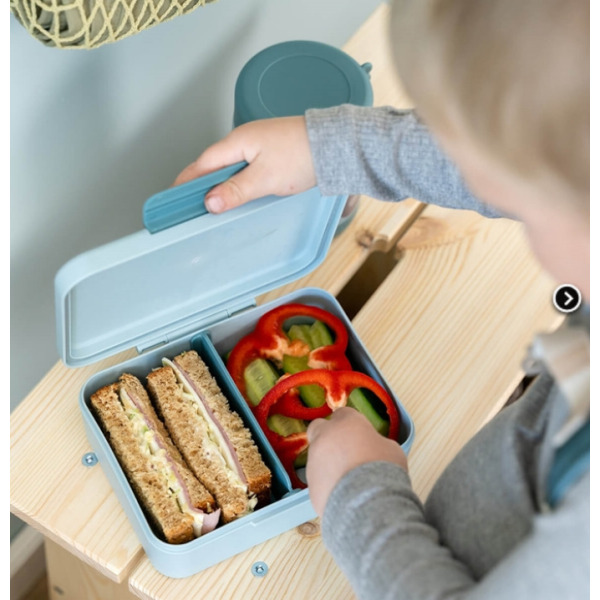 Niebieska śniadaniówka z przegródkami Tiny Farm Blue Done By Deer