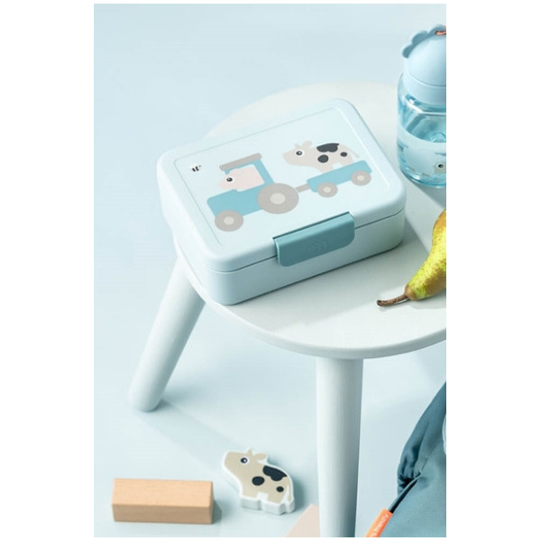 Niebieska śniadaniówka z przegródkami Tiny Farm Blue Done By Deer